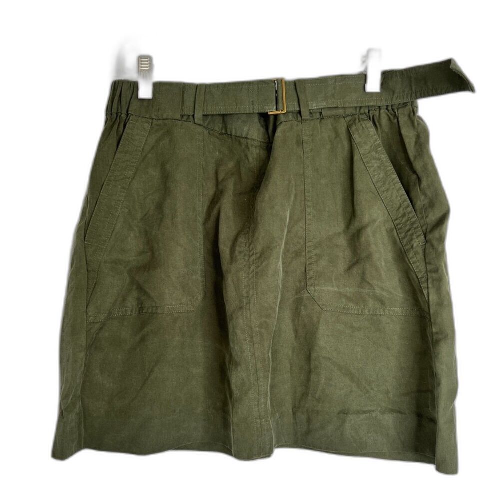 Banana Republic Army Olive Green Pull On Belted Mini Skirt Sz Small